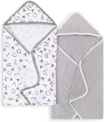 Burt's Bees Baby - Hooded Towels， Absorbent Knit Terry， Super Soft Single Ply， 100% Organic Cotton (Little Ducks， 2-Pack)，2 Count(Pack of 1)